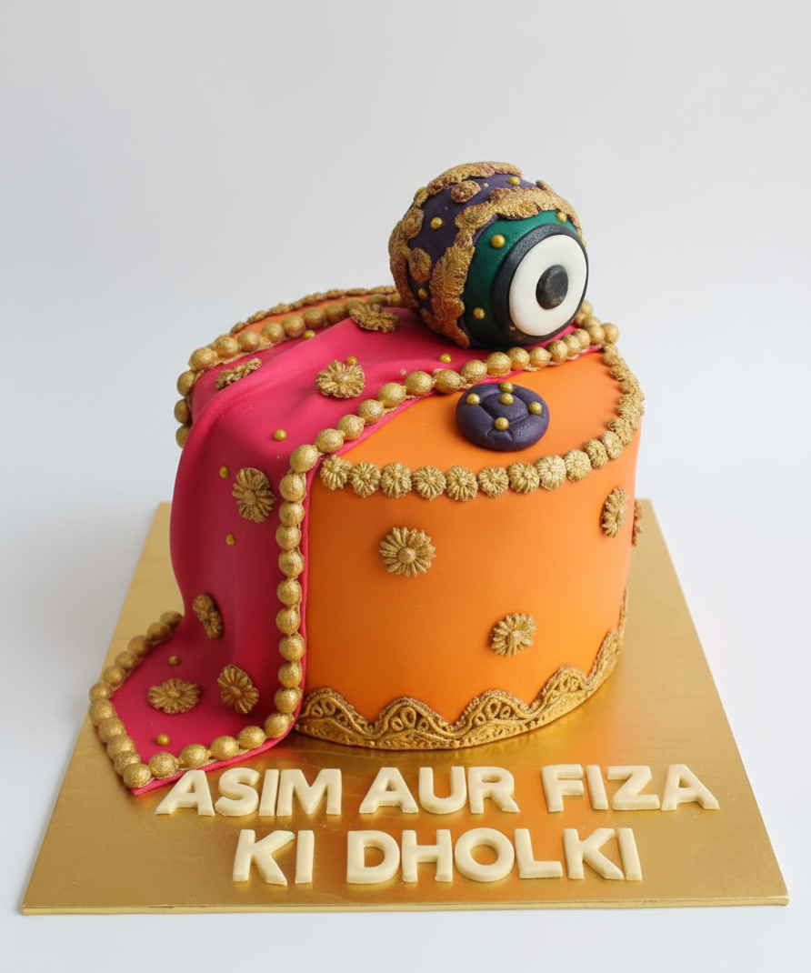 Customized Wedding Dholki Event Cake